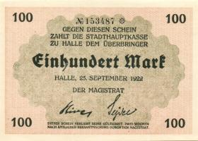 Német Birodalom/Weimari Köztársaság/Halle 1922.09.25. 100M (2x) egymásutáni sorszámmal T:I,I-