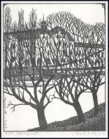 Olvashatatlan jelzéssel: Köröspart (Nagyvárad). Klisényomat, papír, jelzett, számozott (1/50), paszp...