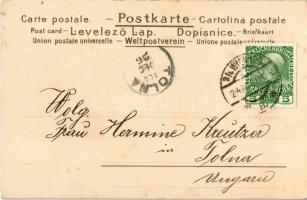 1908 Fröhliche Weihnachten! / Children art postcard with Christmas greeting. Art Nouveau, litho s: R...