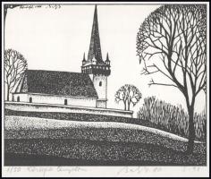 Olvashatatlan jelzéssel: Körösfői templom. Klisényomat, papír, jelzett, számozott (1/50), paszpartub...