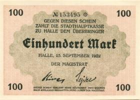 Német Birodalom/Weimari Köztársaság/Halle 1922.09.25. 100M (4x) egymásutáni sorszámmal T:I,I-