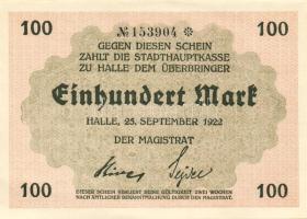 Német Birodalom/Weimari Köztársaság/Halle 1922.09.25. 100M (5x) egymásutáni sorszámmal T:I,I-