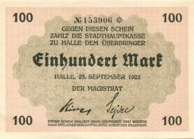 Német Birodalom/Weimari Köztársaság/Halle 1922.09.25. 100M (5x) egymásutáni sorszámmal T:I,I-