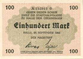 Német Birodalom/Weimari Köztársaság/Halle 1922.09.25. 100M (2x) egymásutáni sorszámmal T:I,I-