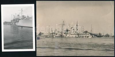 6 db fotó hadihajókról, tengeralattjárókról, 5,5×8 és 13×17,5 cm közötti méretekben