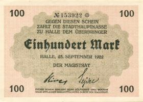 Német Birodalom/Weimari Köztársaság/Halle 1922.09.25. 100M (2x) egymásutáni sorszámmal T:I,I-