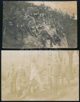 cca 1914-1918 Katonai fotók az olasz frontról, 4 db fotó, sérülésekkel, 9×14 cm