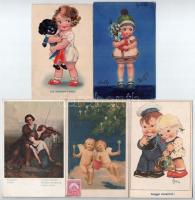 63 db RÉGI motívum képeslap: üdvözlő, zsáner, művész / 63 pre-1945 motive postcards: art, greeting