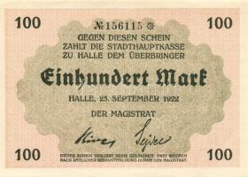 Német Birodalom/Weimari Köztársaság/Halle 1922.09.25. 100M (6x) egymásutáni sorszámmal T:I,I-