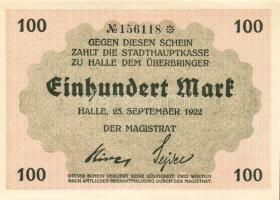 Német Birodalom/Weimari Köztársaság/Halle 1922.09.25. 100M (6x) egymásutáni sorszámmal T:I,I-