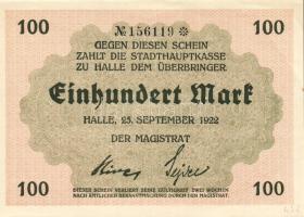 Német Birodalom/Weimari Köztársaság/Halle 1922.09.25. 100M (6x) egymásutáni sorszámmal T:I,I-