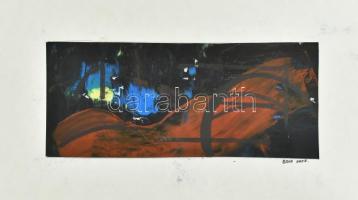 Bada Dada jelzéssel: Kompozíció. Olaj, papír, paszpartuban. 9,5x22,5 cm