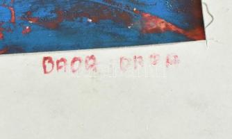 Bada Dada jelzéssel: Színes kép. Olaj, papír, paszpartuban. 9,5x22,5 cm