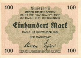 Német Birodalom/Weimari Köztársaság/Halle 1922.09.25. 100M (2x) egymásutáni sorszámmal T:I,I-