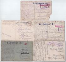 11 db RÉGI első világháborús tábori posta bélyegzések képeslapokon / 11 pre-1945 WWI K.u.k. military...