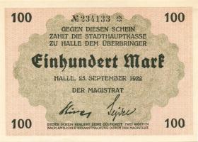 Német Birodalom/Weimari Köztársaság/Halle 1922.09.25. 100M (3x) egymásutáni sorszámmal T:I,I-