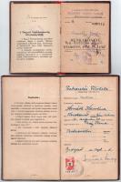 1952-1960 Testnevelő tanár iratai, 5 db: Testnevelési Főiskola leckekönyv és testnevelő tanári oklev...