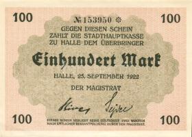 Német Birodalom/Weimari Köztársaság/Halle 1922.09.25. 100M (3x) kis ugrású sorszámmal T:I,I-,II+