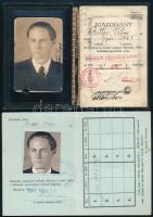 1939-1942 Kir. M. Pázmány Péter Egyetem által kiállított fényképes diákigazolvány + MEFSOK fényképes...