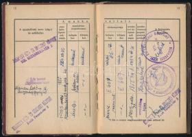 1952 Utry Anna (1907-1968) énekesnő munkakönyve, bejegyzésekkel