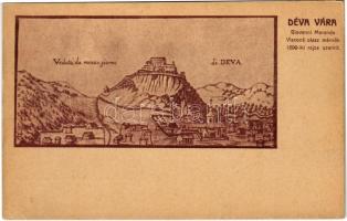 Déva, Vár Giovanni Morando Visconti olasz mérnök 1699-i rajza szerint. Laufer Vilmos kiadása / castle from 1699 (EK)