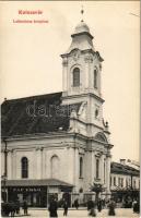 Kolozsvár, Cluj; Lutheránus templom, Pap Ernő üzlete / church, shop