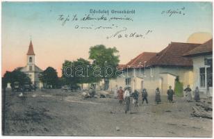 1913 Oroszka, Pohronsky Ruskov; utca, templom / church, street