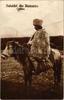 1915 Salutari din Romania. Cioban / Román juhász / Romanian folklore, shepherd