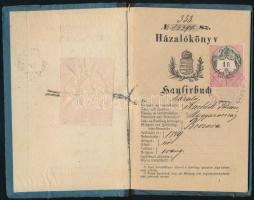 1887 Házalókönyv pokróc, cipő és papucs árusítására, okmánybélyeggel, pecsétekkel