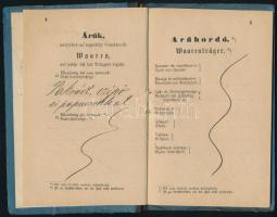 1887 Házalókönyv pokróc, cipő és papucs árusítására, okmánybélyeggel, pecsétekkel