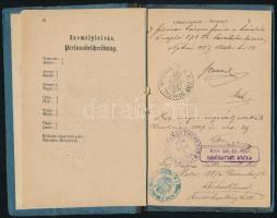 1887 Házalókönyv pokróc, cipő és papucs árusítására, okmánybélyeggel, pecsétekkel