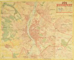 Budapest térképe, 1:25 000, M. kir. Térképészet Intézet, szakadással, ragasztott, 74×91 cm