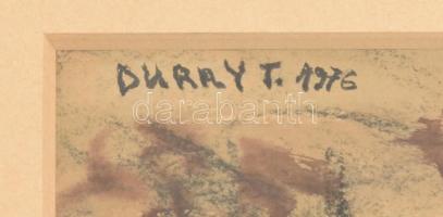 Duray T jelzéssel: Táj. Vegyes technika, papír. Üvegezett fa keretben. 20,5x29 cm