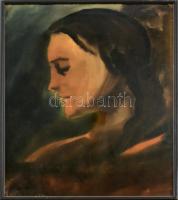 Kohán jelzéssel balra lent: Női portré. Akvarell, papír. Bal alsó sarokban sérült. Üvegezett keretben. 59x42 cm