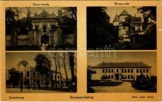 1942 Dunaszerdahely, Dunajská Streda; Sárga kastély, Vermes villa, járásbíróság, Római katolikus iskola / castle, villa, school, county court