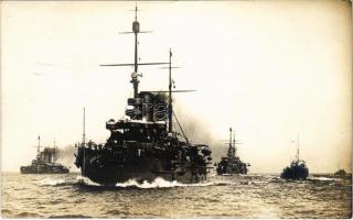 Flotten-Manöver / Austro-Hungarian Navy, K.u.K. Kriegsmarine, squadron maneuver. Phot. Alois Beer. Verlag Schrinner, Pola