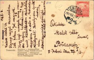 1918 Temesvár, Timisoara; Belváros, kormányszéki épület a Nagy Palánk utcával / street (fl)