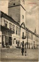 1916 Gölnicbánya, Göllnitz, Gelnica; Fő tér, Bernáth Ferenc üzlete és saját kiadása / main square, shops