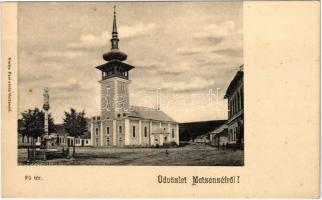 Mecenzéf, Alsómecenzéf, Metzenzéf, Nizny Medzev; Fő tér, római katolikus templom / main square, church (fl)