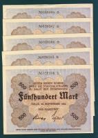 Német Birodalom/Weimari Köztársaság/Halle 1922.09.25. 500M (4x) egymás utáni sorszámmal T:I,I-,II (csak 1db!)