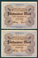 Német Birodalom/Weimari Köztársaság/Halle 1922.09.25. 500M (2x) egymásutáni sorszámmal T:I,I-