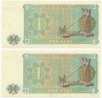 Burma 1972. 1K (2x, sorszámkövető) T:I,I- 
Burma 1972. 1 Kyat (2x, sequential serials) C:UNC
Kraus...