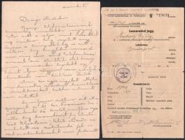 1938-42 Munkaszolgálatos 8 db levelezőlapja, 1 db levele, leszerelési jegye és egy illetőségi bizony...