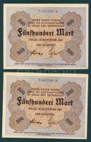 Német Birodalom/Weimari Köztársaság/Halle 1922.09.25. 500M (2x) egymásutáni sorszámmal T:I-