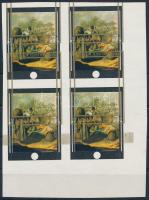 1969 Festmények VII. 60f vágott fázisnyomat ívsarki négyestömbben, az arany szín látványos elcsúszásával