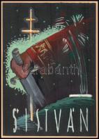 1938 A jubileumi Szent István Évre készített plakátterv egy erőskezű uralkodóról, akvarell, szép áll...