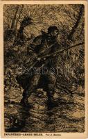 Infanterie. Armee Belge / WWI Belgian military art postcard, infantry s: A. Bastien (EB)