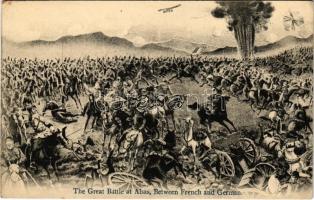 The Great Battle at Alsace, between French and German. Military art postcard, Made in Japan (EK)