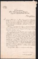 1894 Moldoványi István ügyvéd és földbirtokos kinevezése bonyhádi adókivető bizottság elnökévé, M. Kir. Pénzügyigazgatóság Szekszárd dombornyomott fejléces papírján, papírfelzettel, hajtásnyomokkal, apró szakadásokkal