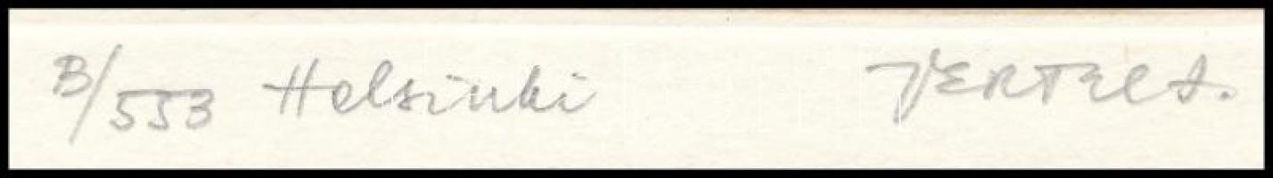 Vertel József (1922-1993): Helsinki EBESZ. Rézkarc, papír, jelzett, sorszámozott B/553 rajta a terve...